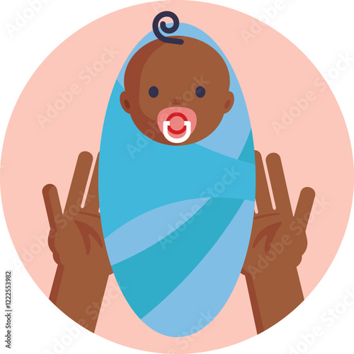 The image of carrying a child symbolizes the nurturing and protective love that adoptive parents provide to their new children.