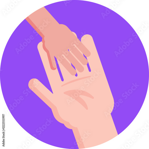 The image of hands symbolizes the bond between adoptive families and children, highlighting the emotional support and guidance given.