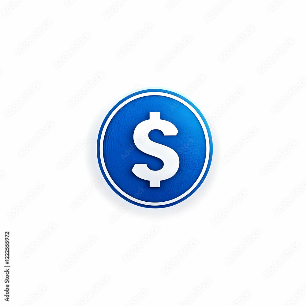 Blue Circle Icon Shows White Dollar Sign on a Clean Background, Perfect for Finance Blue Circle Icon Shows White Dollar Sign on a Clean Background, Perfect for Finance