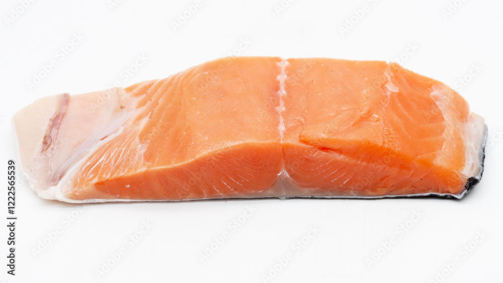Fresh raw salmon fillets isolated on white background. Fresh raw salmon fillets isolated on white background.