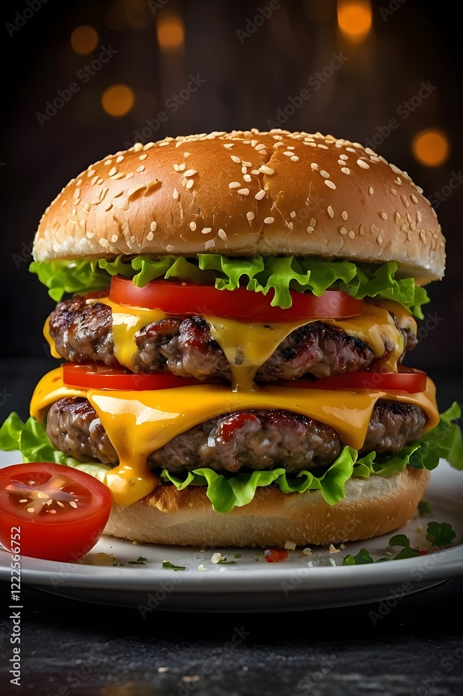 hamburger on a black background hamburger on a black background