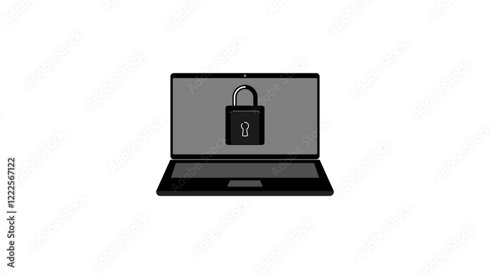 Lock Icon Animation on Laptop Screen in 4K – High-Quality Motion Graphic for Cybersecurity, Privacy Protection, Secure Technology, Data Safety and Digital Security Projects – Stock Video. Lock Icon Animation on Laptop Screen in 4K – High-Quality Motion Graphic for Cybersecurity, Privacy Protection, Secure Technology, Data Safety and Digital Security Projects – Stock Video.