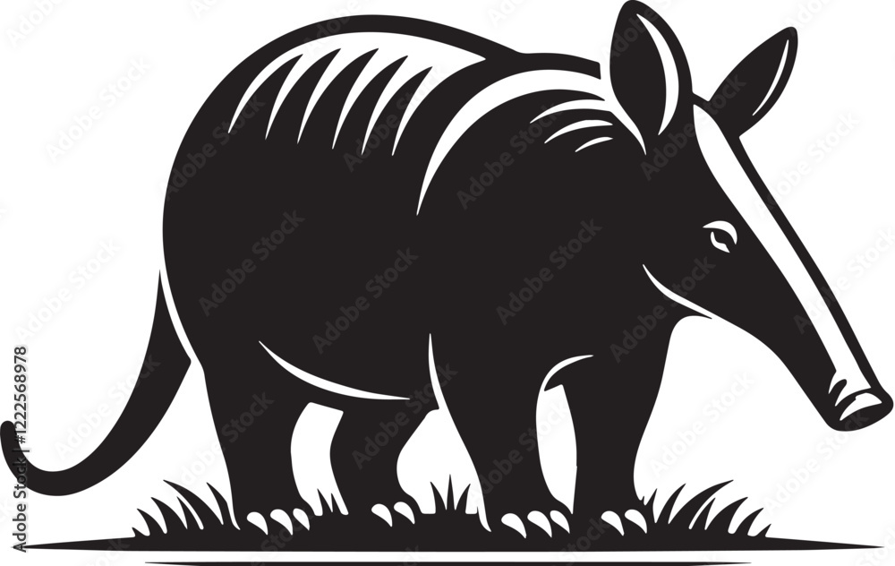 Obraz premium Black Color Aardvark Silhouette Vector Illustration design, Solid White Background