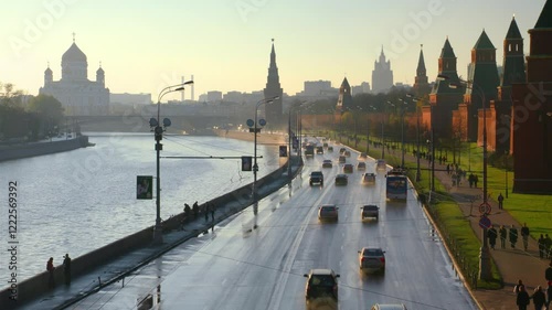 Moscow Kremlin and river view time-lapse