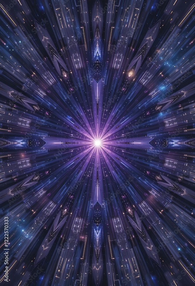 Fototapeta premium Abstract Kaleidoscopic Cityscape Night Lights Design