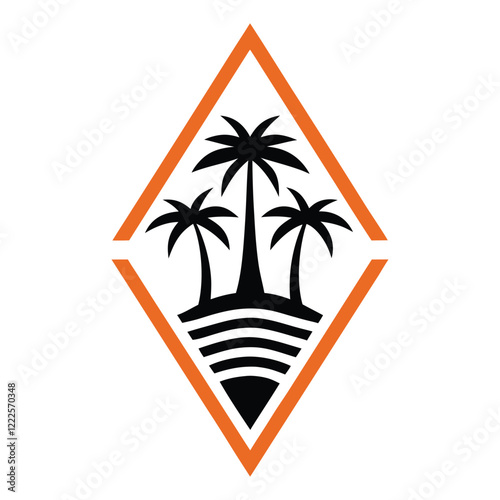 Palm tree icon black and white graphic illustration