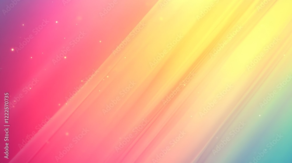 Obraz premium Abstract Pink, Yellow, and Teal Gradient Background with Diagonal Stripes and Glimmering Lights