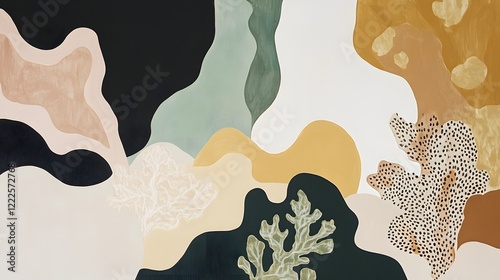 Abstract Organic Shapes Wall Art Midjourney Painting