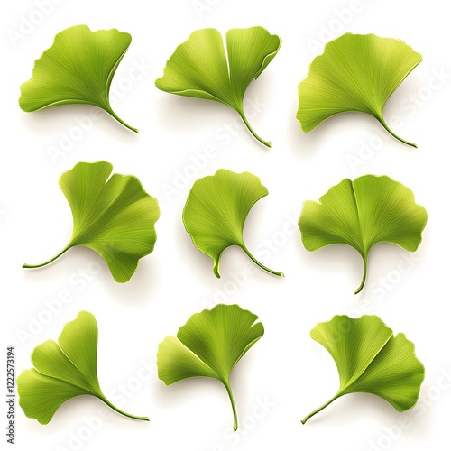 green leaves isolated on white background