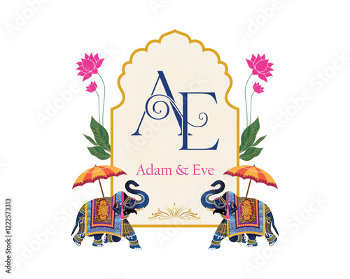 Royal Indian Wedding Logo Design Template