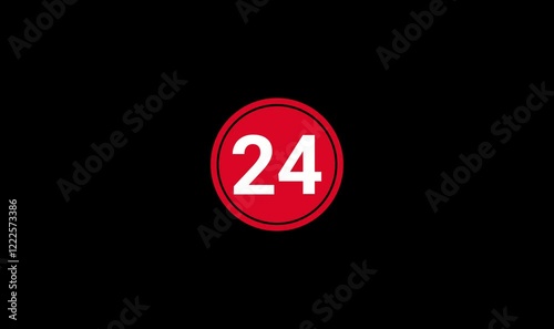 Bold Circle with Number 24 Simple Icon animation videos Design.