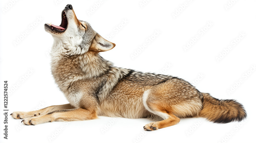 Obraz premium A wolf howling on a white background
