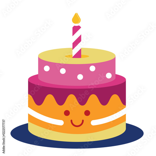 birthday cake with candles isolated vector illustration