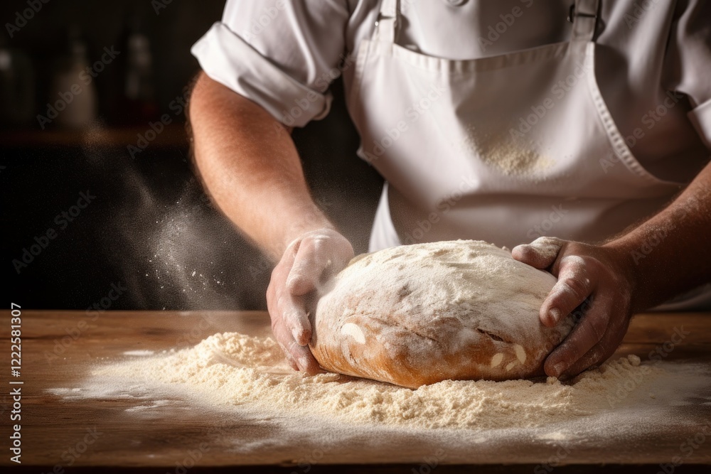 Chef making bread cooking adult food. Chef making bread cooking adult food.