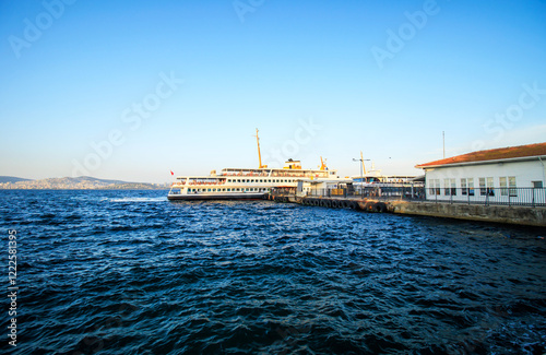 passenger ship in the island pier in istanbul photo