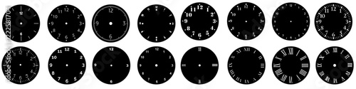 Clock face icon vector set. Time illustration sign collection. Clock symbol. Wall clock logo.