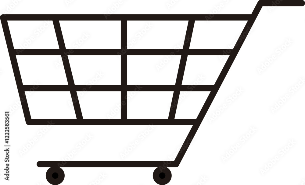 Ícone de carrinho de compras vetorial minimalista para e-commerce e lojas online, Minimalist shopping cart vector icon for e-commerce and online stores

