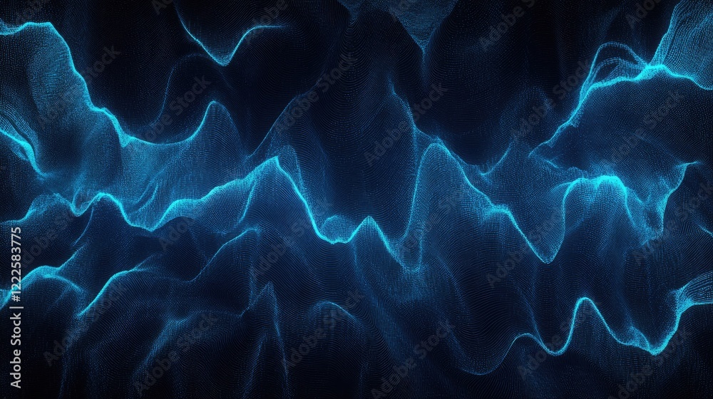 Obraz premium Glowing dark blue digital sound wave, technology abstract background vector illustration