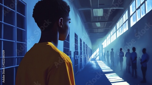 Insightful depiction of juvenile justice focusing on rehabilitation programs diversion initiatives and innovative legal practices aimed at reforming young offenders and preventing recidivism