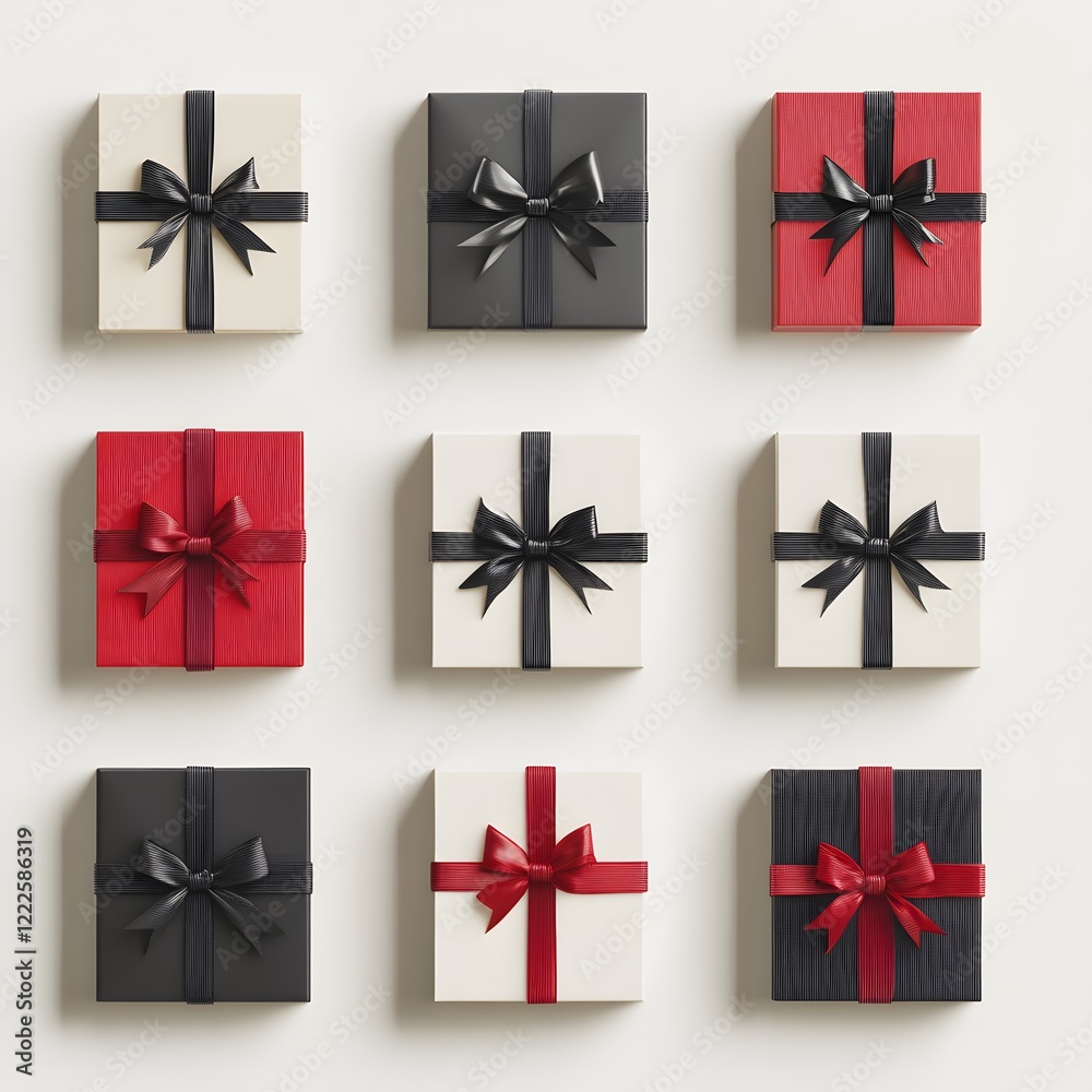 set of red gift bows with ribbons set of red gift bows with ribbons