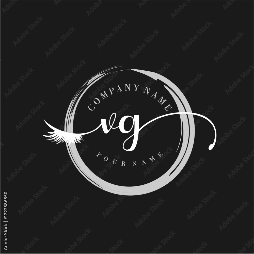 VG Elegant Circular Logo Design with Feather and Calligraphic Text VG Elegant Circular Logo Design with Feather and Calligraphic Text