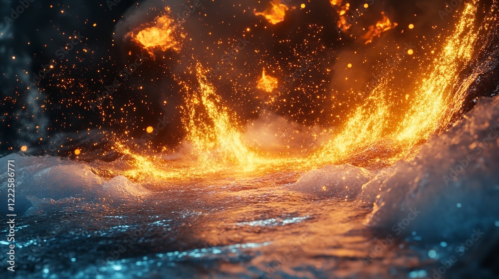 Obraz premium Fire and ice concept design with spark