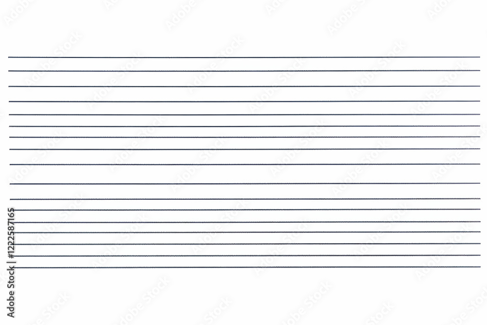 Close-Up of Lined Paper Shows Horizontal Lines Evenly Spaced on a White Background for Writing. Close-Up of Lined Paper Shows Horizontal Lines Evenly Spaced on a White Background for Writing.