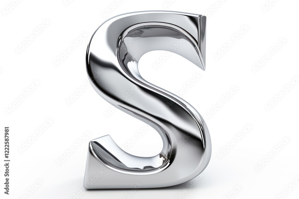 Naklejka premium Alphabet S shape white background silver symbol.