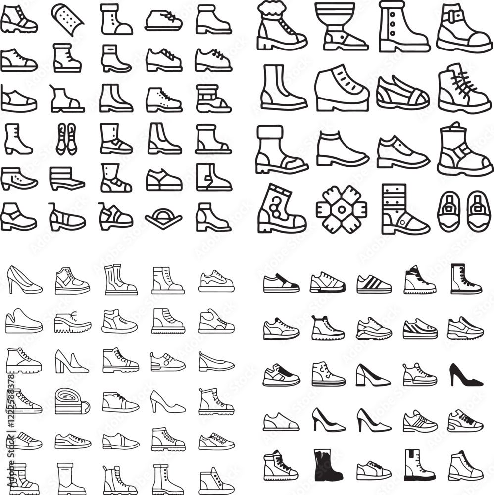 Obraz premium line art illustration icon set shoes