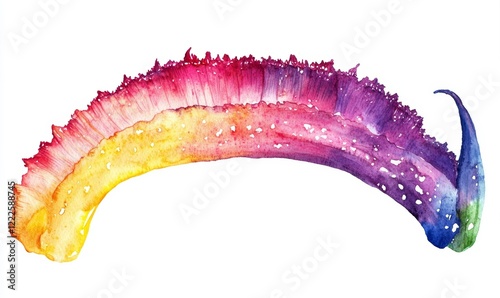 Vibrant Watercolor Painting of Amorphophallus Titanum, Colorful Artistic Representation of Rare Exotic Flower, Unique Botanical Artwork on White Canvas, Ideal for Nature and Art Lovers, Generative AI