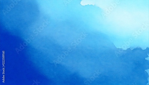 青色の水彩テクスチャ夏、海、青空のイメージ