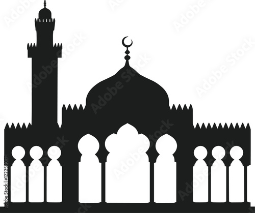 Elegant Mosque Silhouette Vector Illustration for Islamic Designs