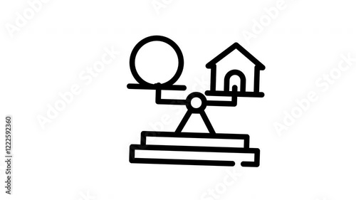 Stability coin and house depict financial balance. Ideal for finance, investments, real estate concepts, and illustrating the concept of balance.
