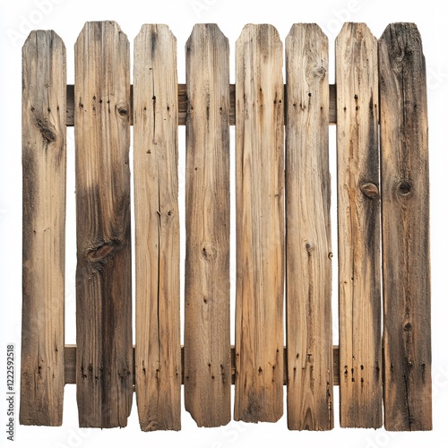 Rustic Weathered Wooden Picket Fence with Unique Uneven Texture