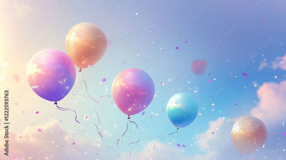 Colorful balloons floating in the sky. Colorful balloons floating in the sky.