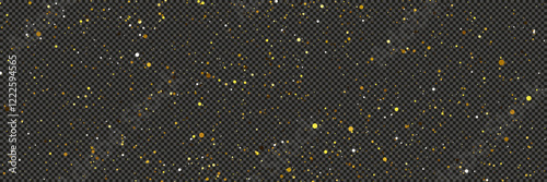 Gold glittering dust with stars on transparent backdrop