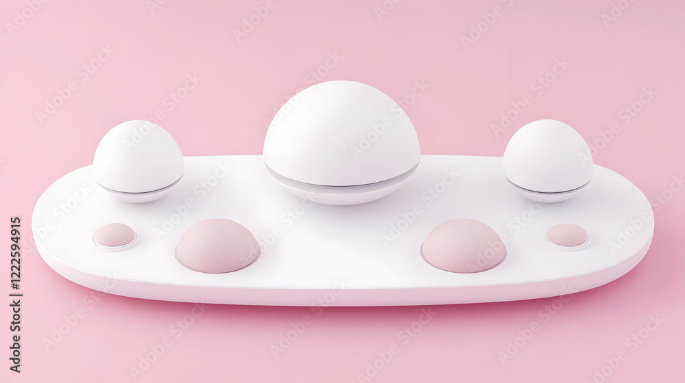 3D Render of White and Pink Spheres on a Pink Background 3D Render of White and Pink Spheres on a Pink Background