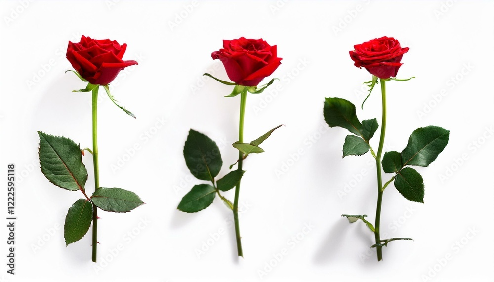 Naklejka premium Beautiful Red Roses on a White Background