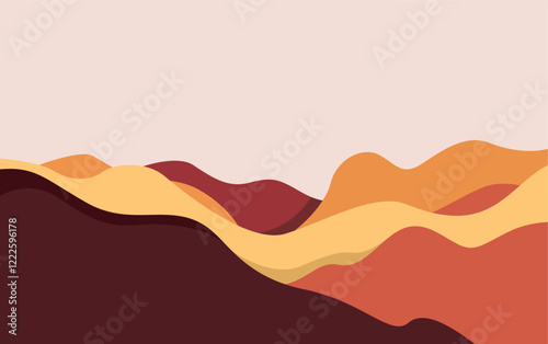 Flat mountain minimalistic design. Panorama of a mountain landscape