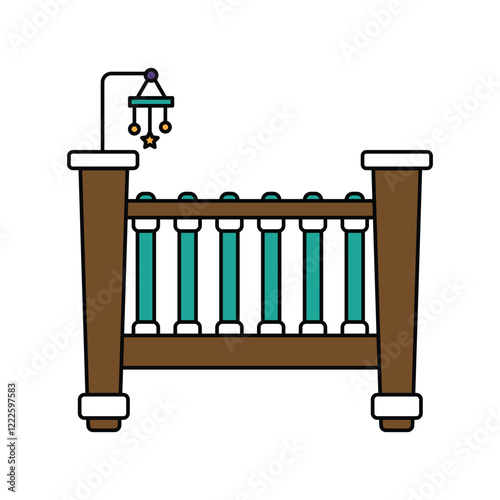 crib lineal color line  icon with white background vector stock illustration