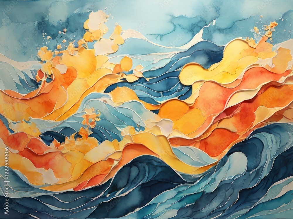 This artwork captures the essence of a powerful ocean wave in motion, with shades creating a dynamic and energetic scene reminiscent of traditional Japanese art styles. This artwork captures the essence of a powerful ocean wave in motion, with shades creating a dynamic and energetic scene reminiscent of traditional Japanese art styles.