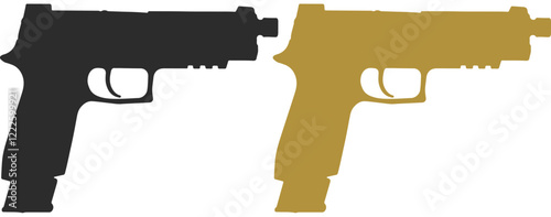 Silhouette of a new model SIG Sauer M17 semi-automatic pistol, icon in black and stock coyote colors.