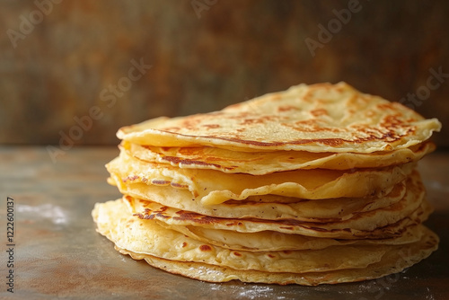 Mouthwatering golden brown vegan pancakes stacked high, celebrating shrove tuesday with plant based breakfast indulgence copy space photo