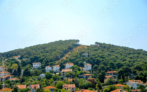 Heybeliada island village in the mountains in istanbul photo