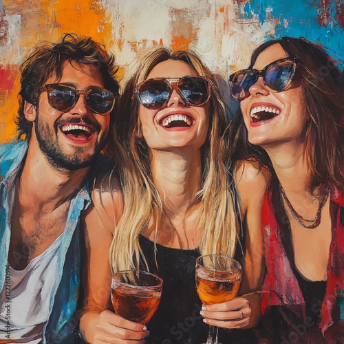 Joyful Friends Laughing and Enjoying a Fun Time Together photo