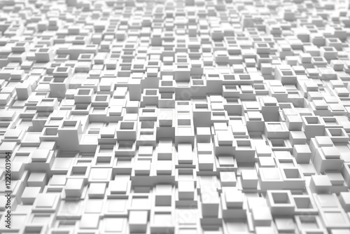 Fototapeta Naklejka Na Ścianę i Meble -  Abstract geometric pattern with white cubes for modern design and architecture. 3d render.