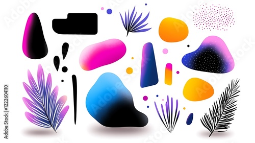 Vibrant Abstract Shapes and Organic Forms A Colorful Gradient Background