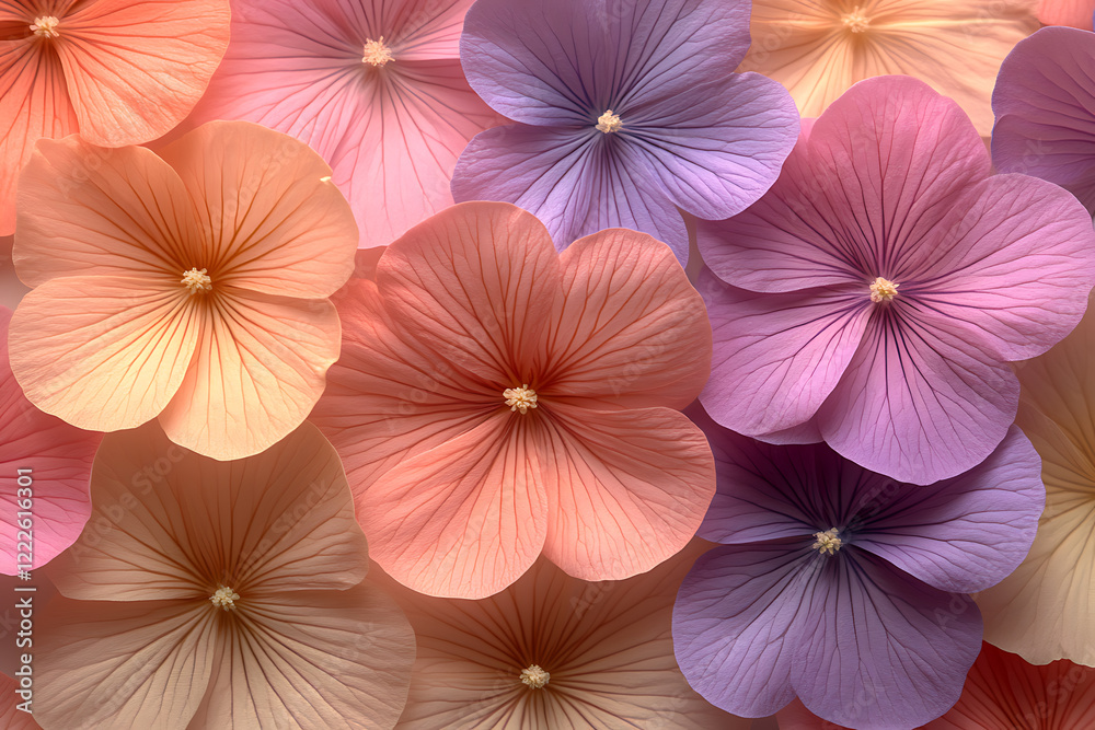 custom made wallpaper toronto digitalA soft and dreamy background of real flowers in pastel tones, featuring delicate petals in shades of pink, peach, lavender, and cream.