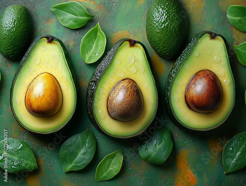 Fresh avocado top view.