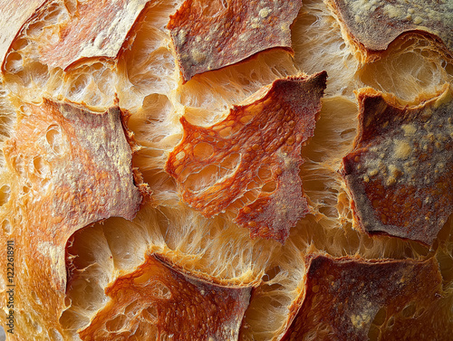 The texture of the bread. Food photography.